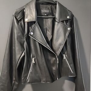 Eloquii Women's Sleek Black Leather Jacket